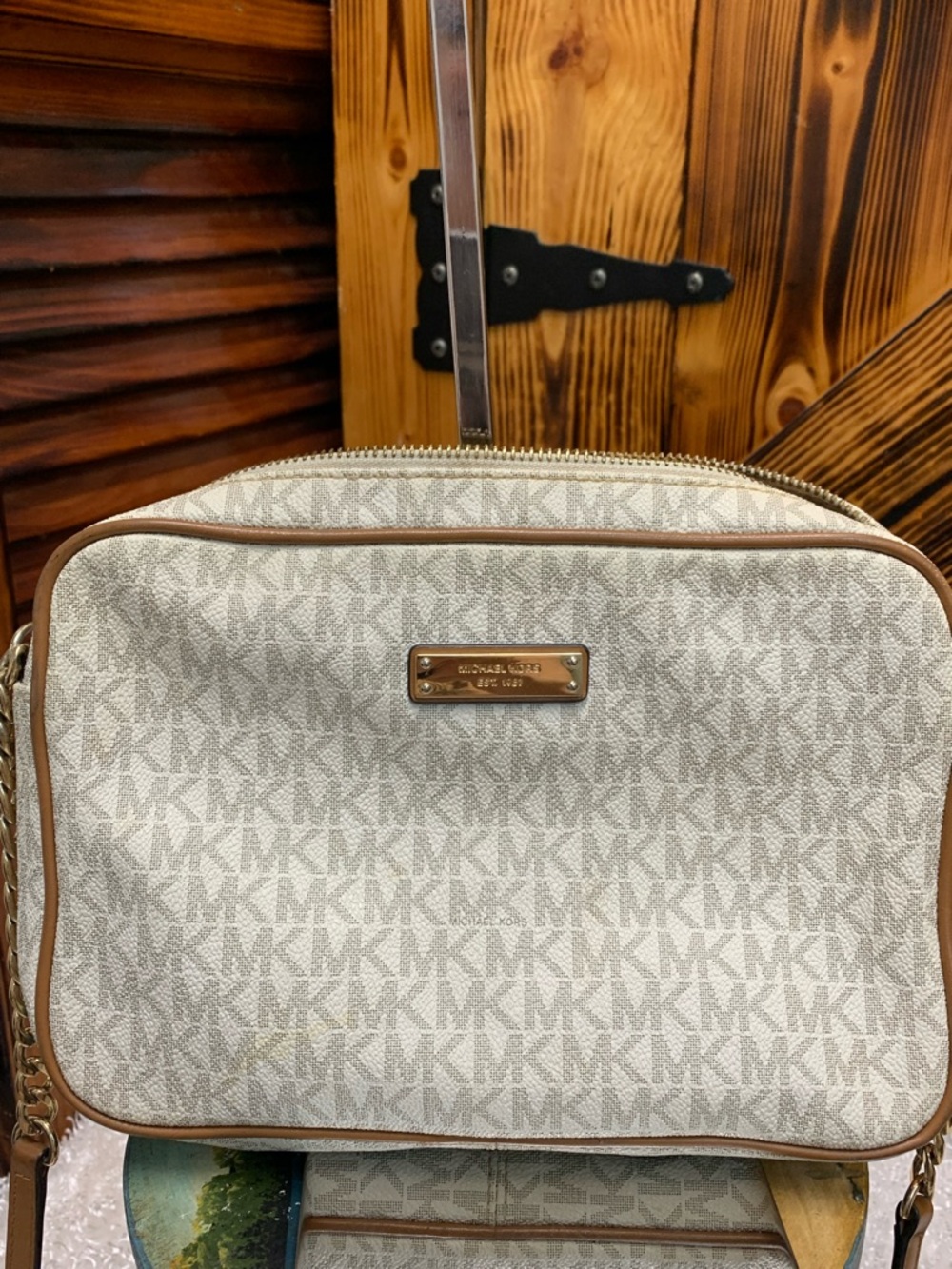 Michael Kors Women's Beige Logo Crossbody Bag